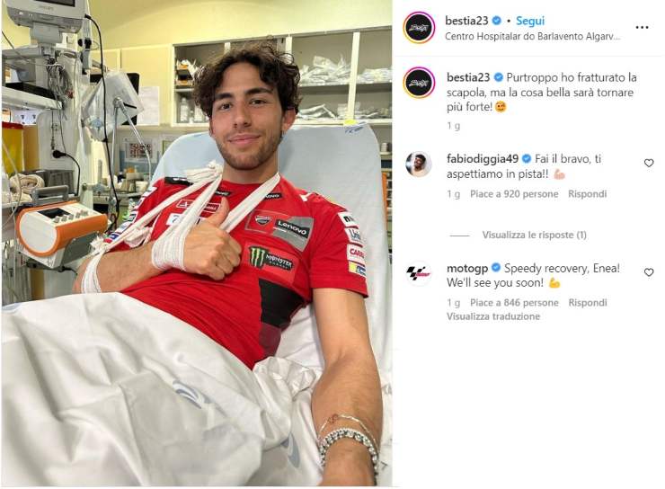 Enea Bastianini reazioni sui social