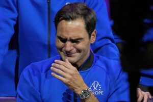 Roger Federer in lacrime