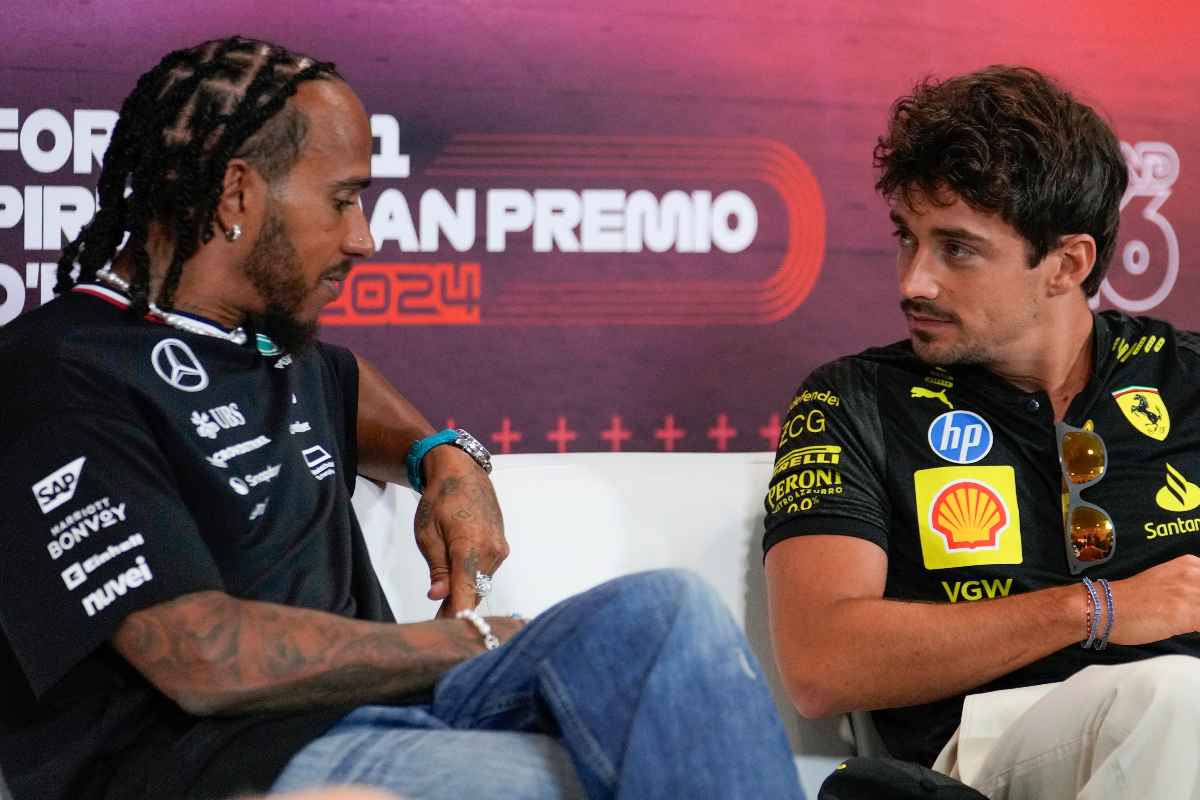 Lewis Hamilton e Charles Leclerc in conferenza stampa