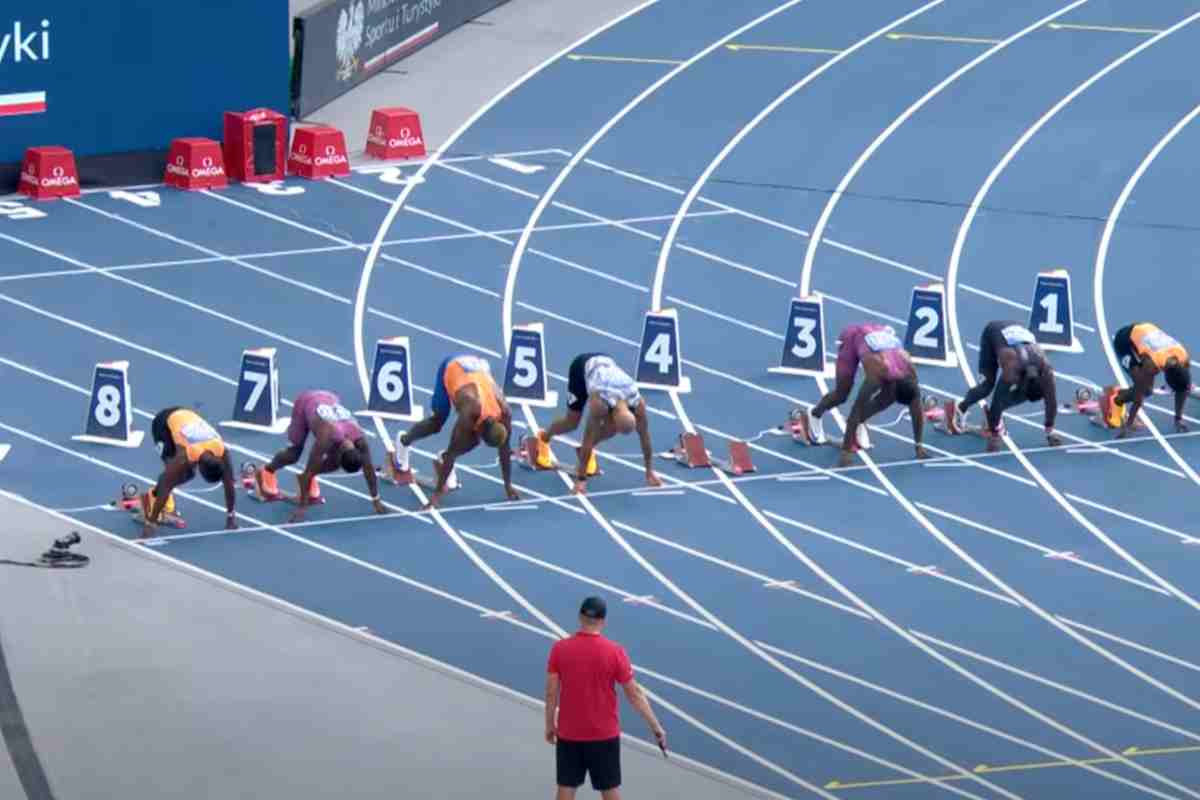 Partenza sulla pista di atletica