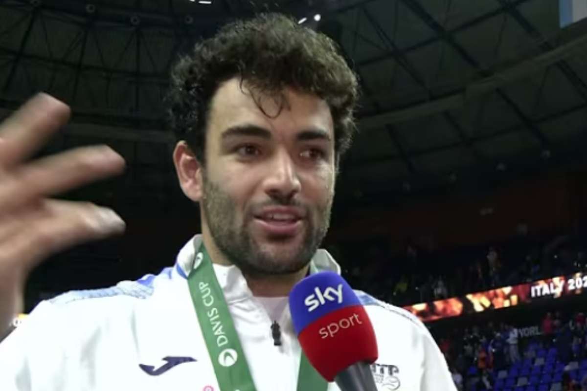 Berrettini intervistato da Sky Sport dopo la Coppa Davis