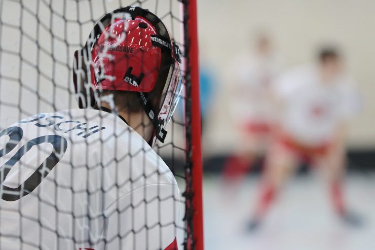 giocatore di hockey di spalle