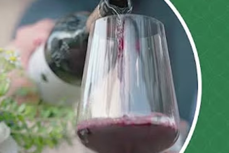 Versato del vino rosso in un calice