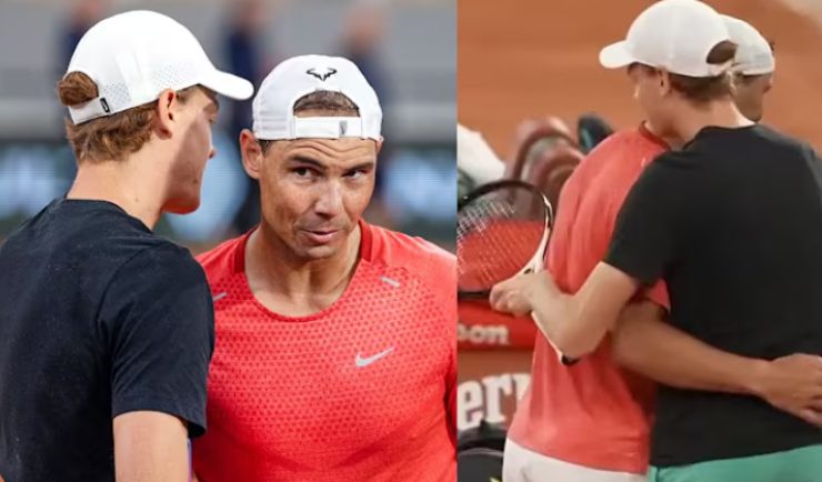 L'abbraccio tra Jannik Sinner e Rafa Nadal